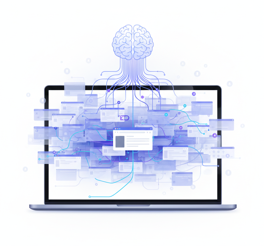 laptop screen filled with overlapping browser tabs