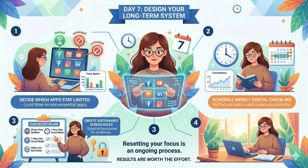 Day 7 of the focus reset where you have to design a long-term system to maintain your deep focus and break the doom-scroll
