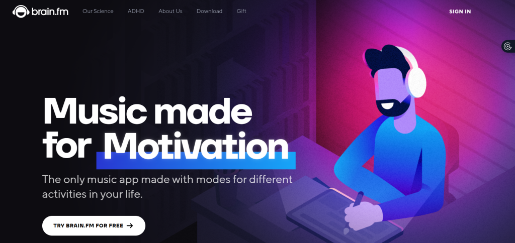 Brain FM home page - a tool for solopreneurs