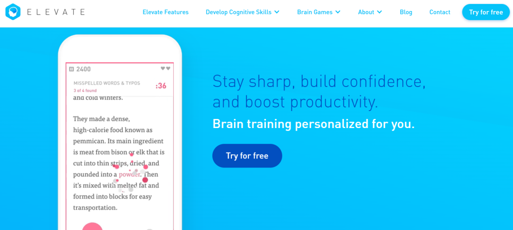 Homepage of Elevate