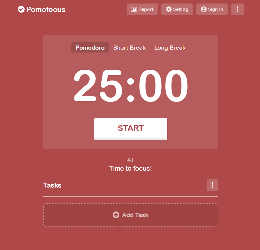 Pomofocus simplistic timer sample