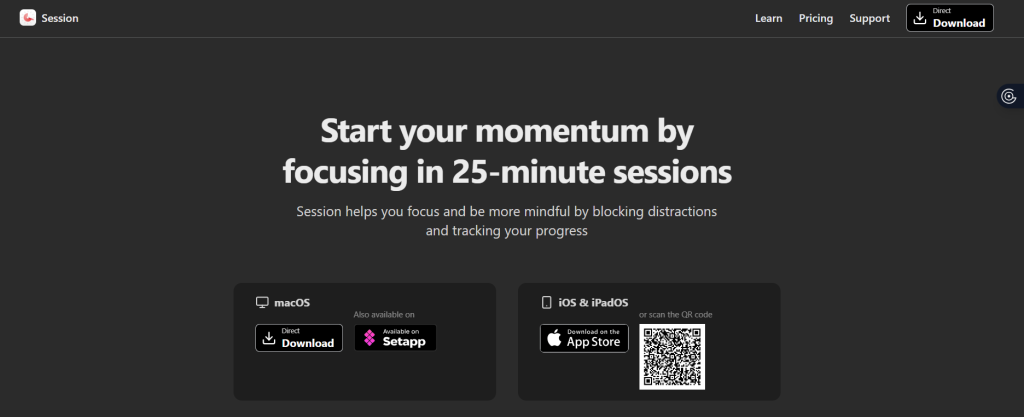 Session download page - a focus timer tool