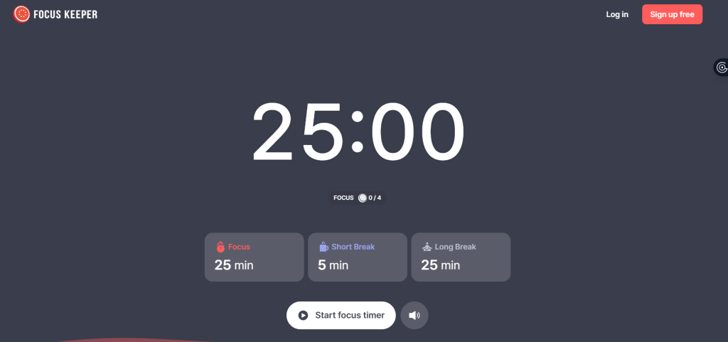 Focus keeper browser page