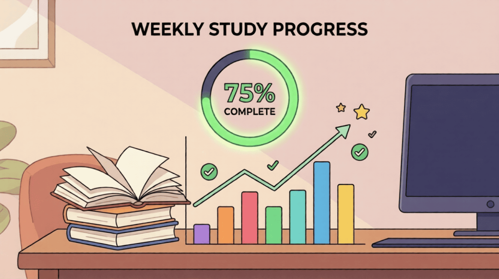 Showing an image where a study progress is being targeted