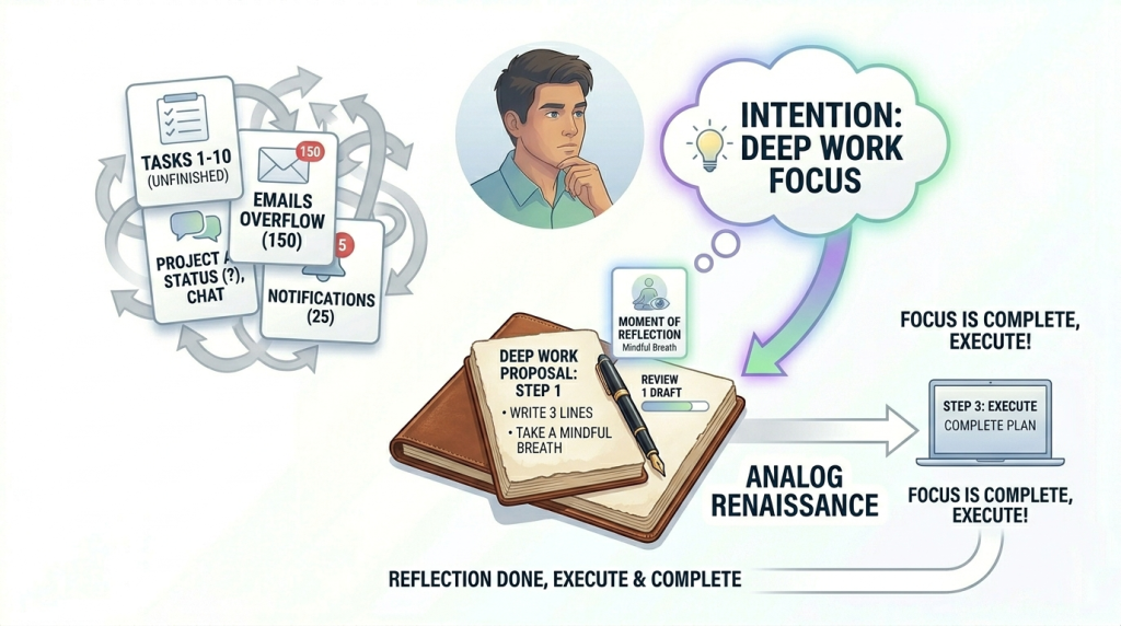 user interaction with a focused interface and a helpful prompt