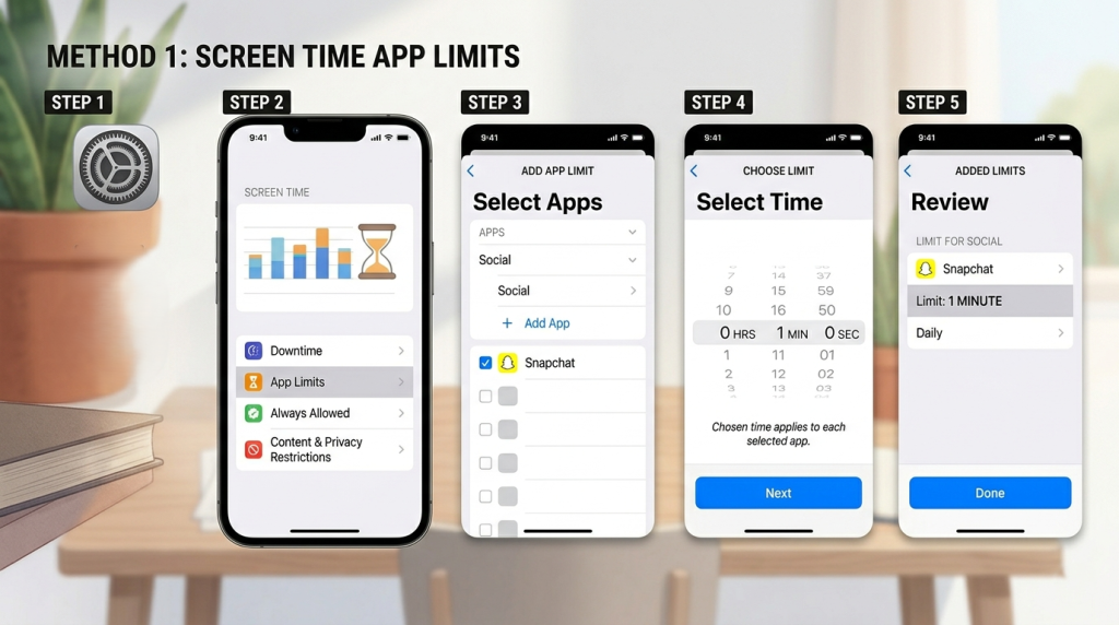 Methods to add screen time limits