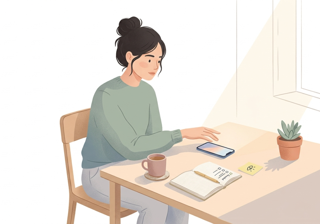 A person pausing before unlocking their smartphone
