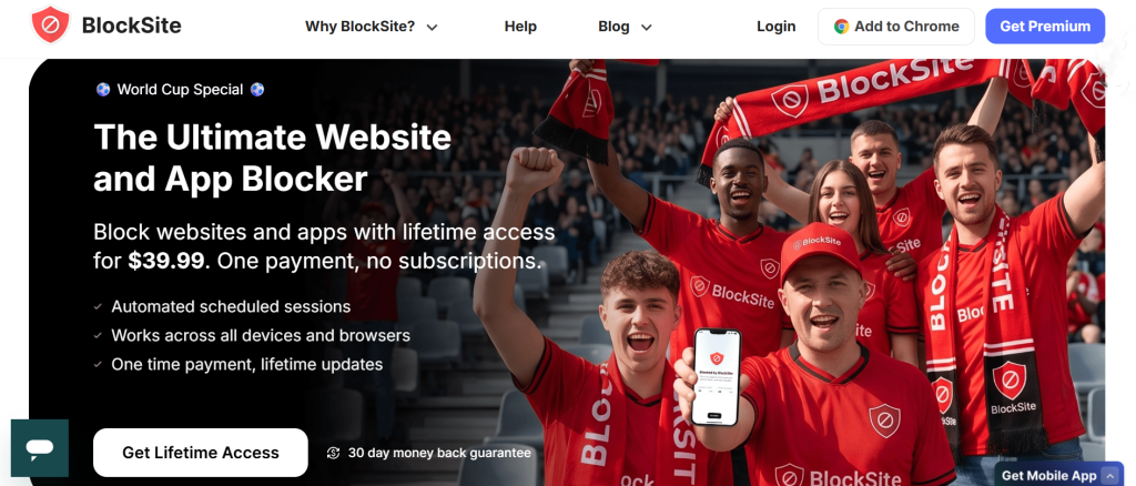 Blocksite homepage